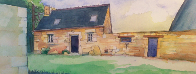 Aquarelle de maison de campagne