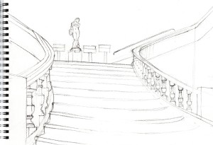 Croquis de l'escalier d'honneur du Palais de Fervaques