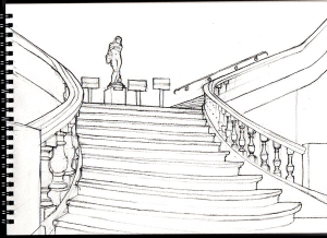 L'escalier de Fervaques après une deuxième séance de croquis.